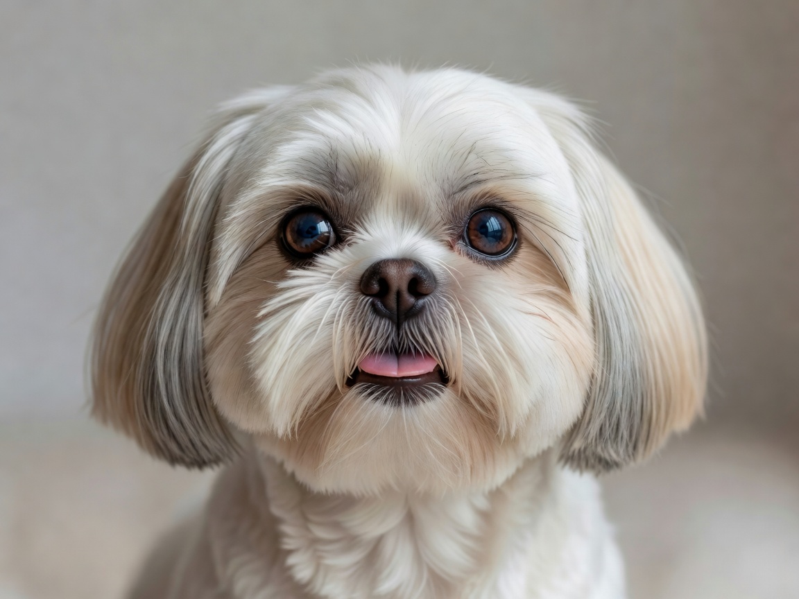 A clean Shih Tzu face showing clear eyes and well-groomed facial fur